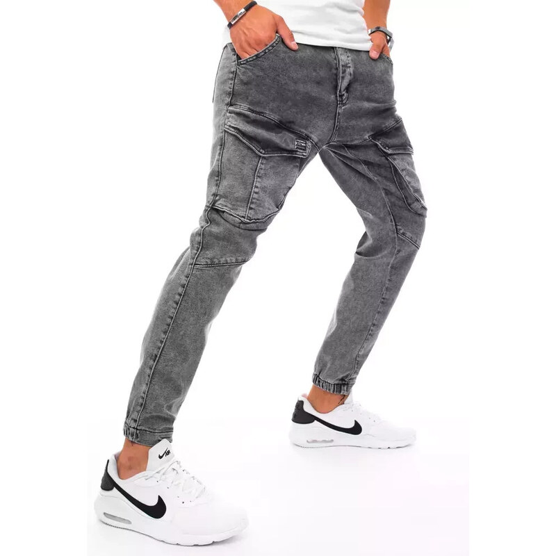 Pánske bojové džínsové nohavice tmavosivé FashionStreet UX3275 67681993