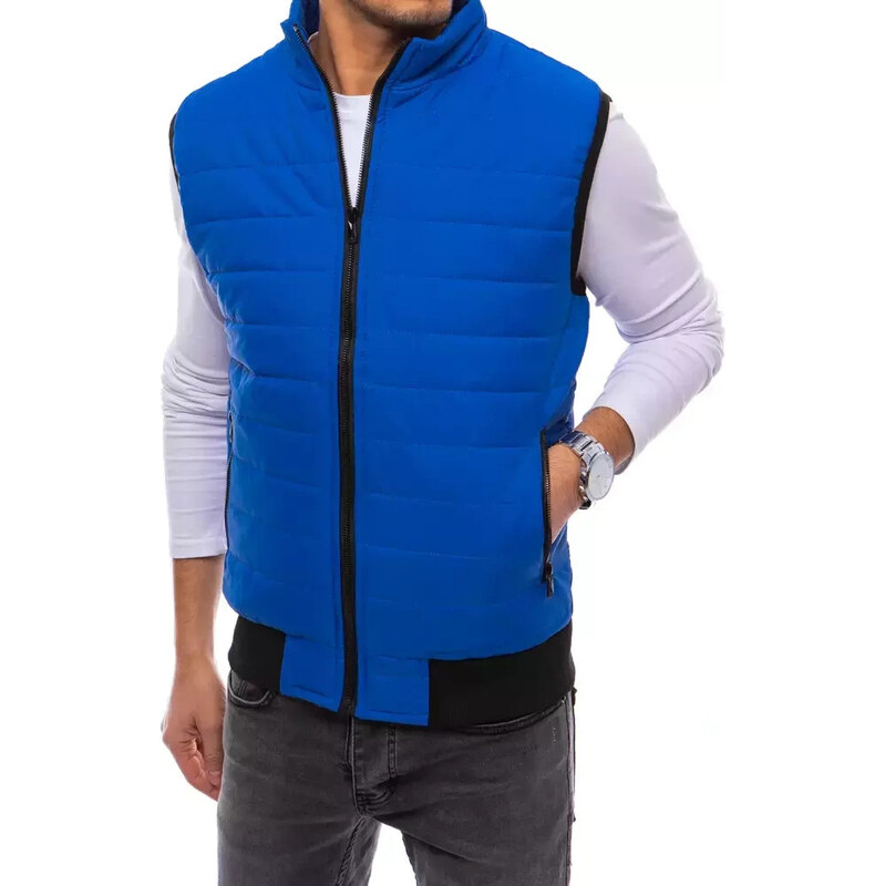 Pánska prešívaná modrá vesta FashionStreet TX4017 67682023