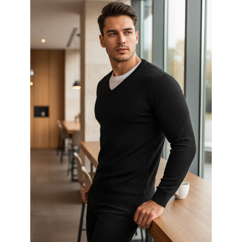 Pánsky čierny sveter FashionStreet WX1883 67682077