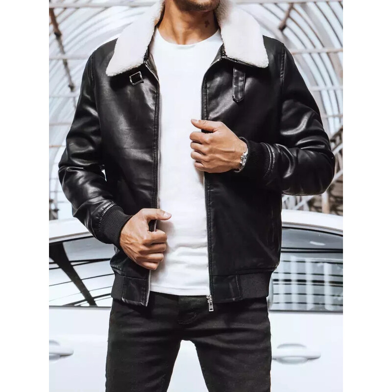 Pánska kožená bunda čierna FashionStreet TX4233 67682088