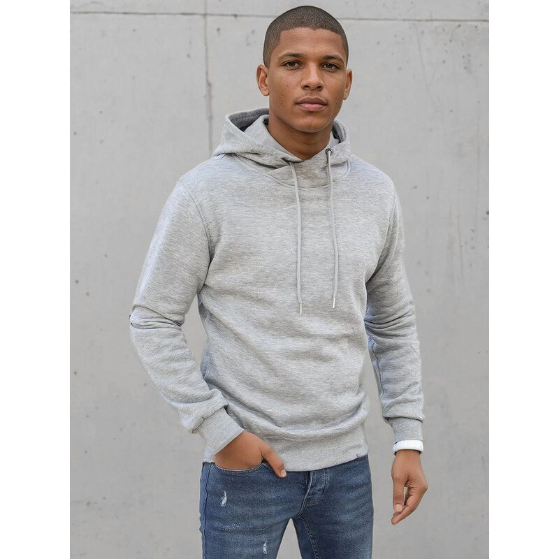 Pánska mikina s kapucňou svetlo šedá FashionStreet BX5428 67682161