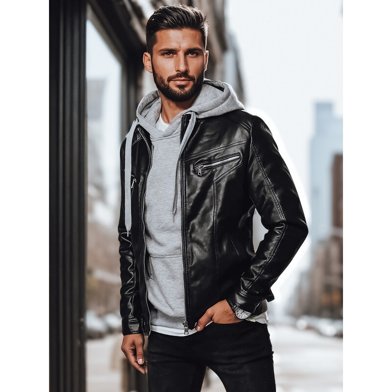 Pánska kožená bunda čierna FashionStreet TX4330 67682190