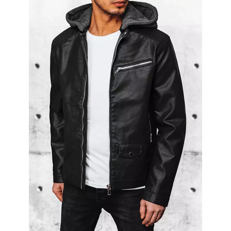 Pánska kožená bunda čierna FashionStreet TX4387 67682201