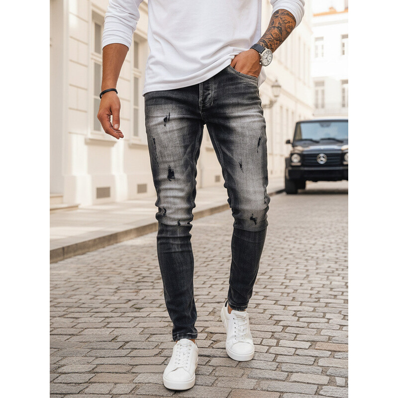 Pánske džínsové nohavice šedé FashionStreet UX3996 67682237