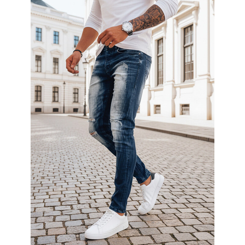 Pánske tmavomodré džínsové nohavice FashionStreet UX3993 67682235