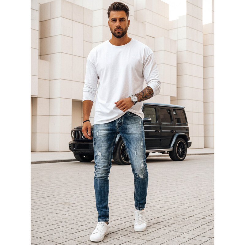 Pánske tmavomodré džínsové nohavice FashionStreet UX3995 67682236