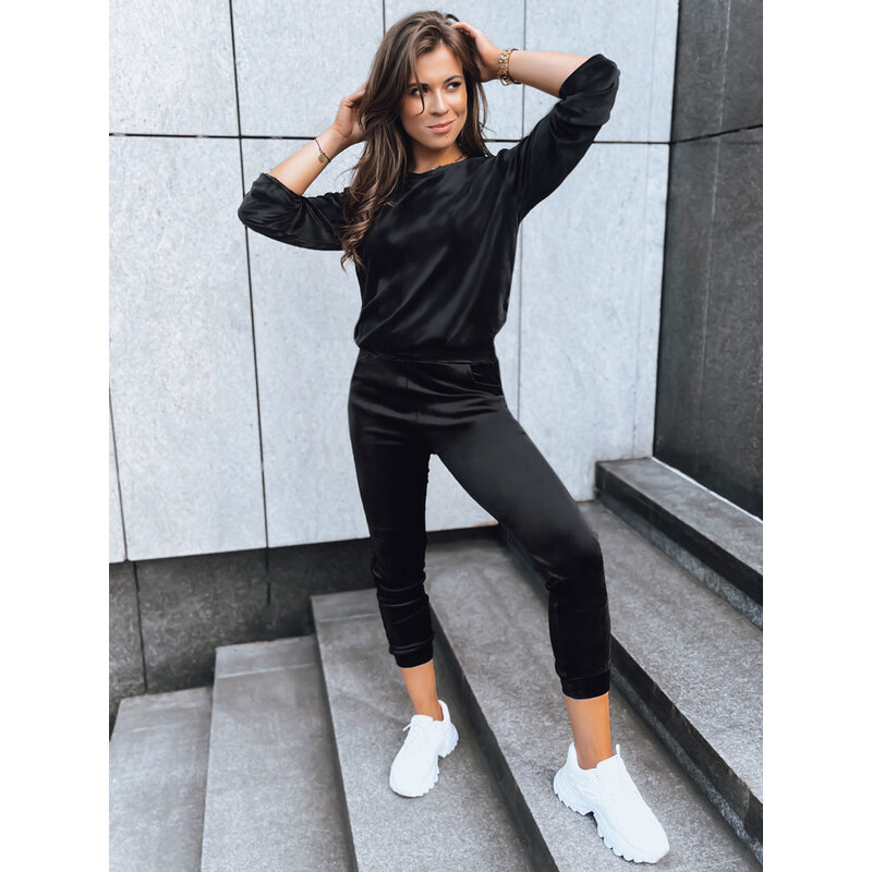 Dámske velúrové tepláky VELVET HARMONY black FashionStreet AY0879 67682296