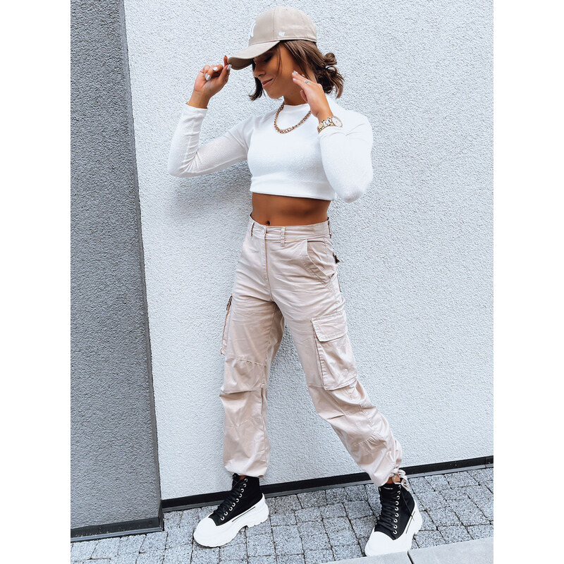 SHIMMERING dámske padákové nohavice svetlo béžové FashionStreet UY1674 67682327