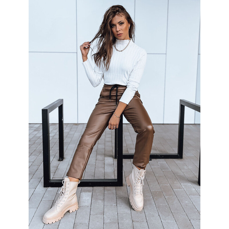 Dámske voskované nohavice LAPIS tmavohnedé FashionStreet UY1720 67682354