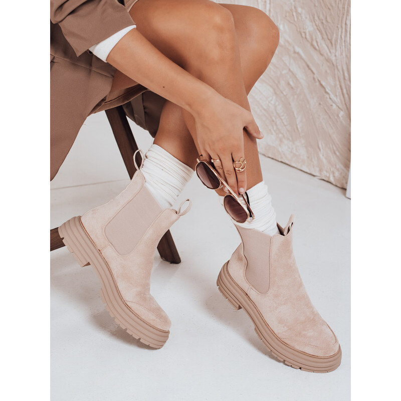 Dámske semišové béžové čižmy MADDEN FashionStreet ZY0415 67682372