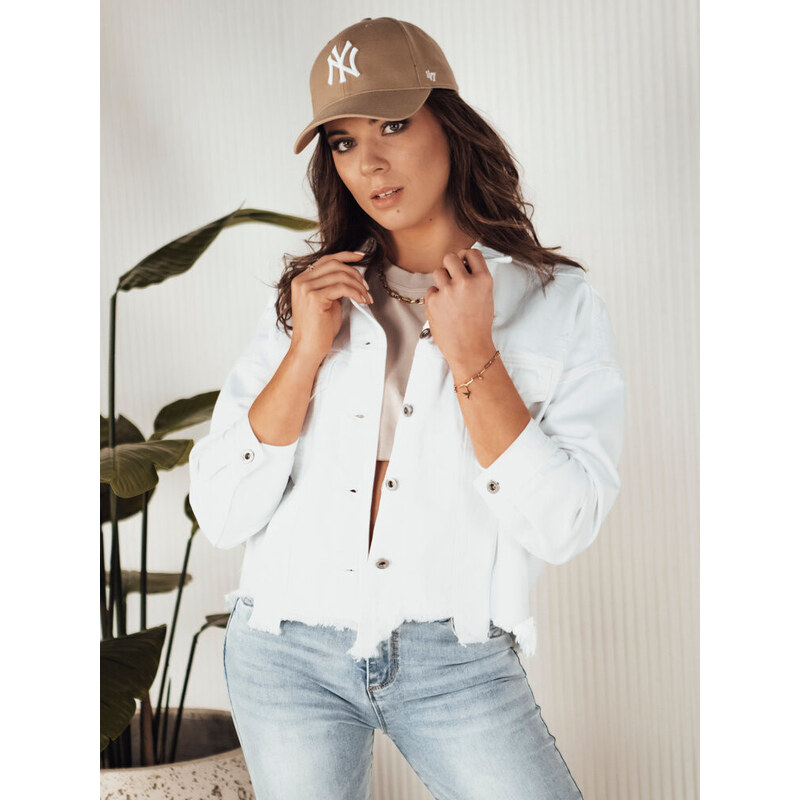 Dámska nadrozmerná džínsová bunda MOLI biela FashionStreet TY4131 67682409