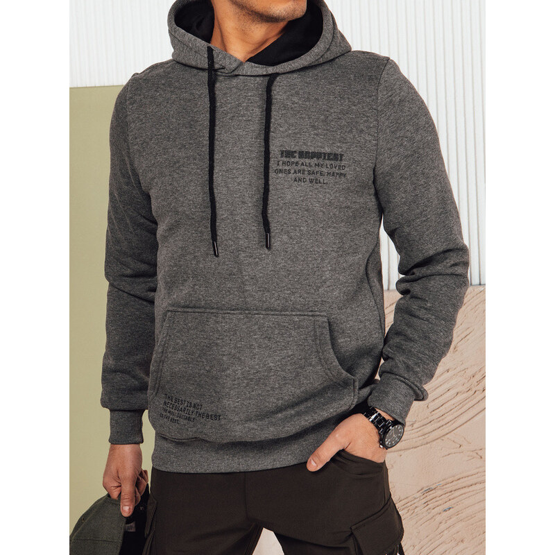 Pánska antracitová mikina s kapucňou FashionStreet BX5694 67682581