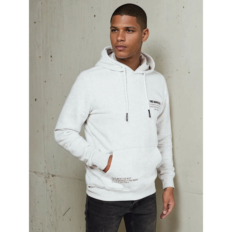 Pánska mikina s kapucňou svetlo šedá FashionStreet BX5690 67682578