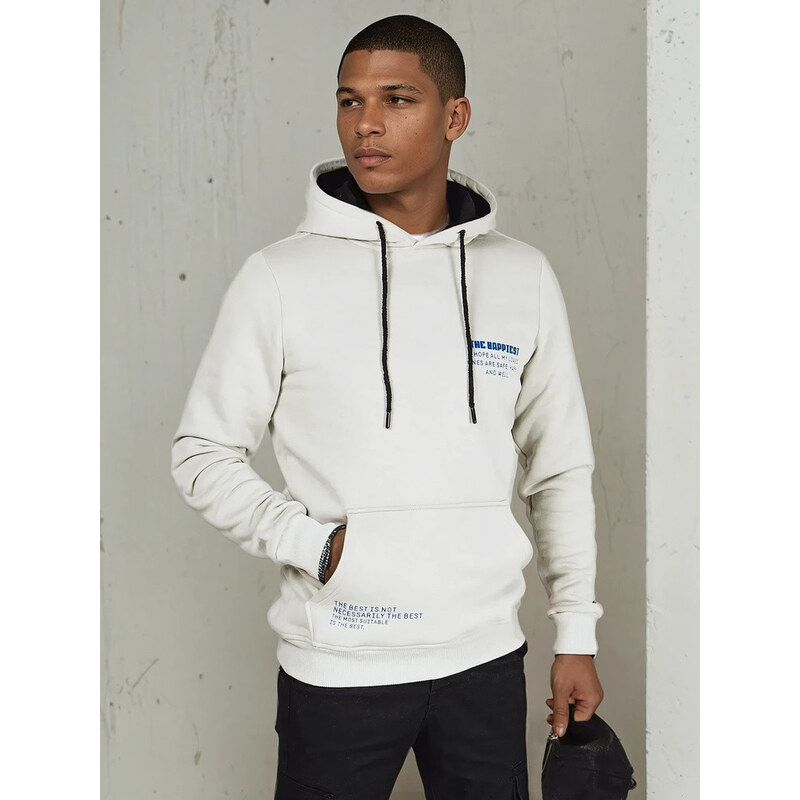 Pánska mikina s kapucňou svetlo šedá FashionStreet BX5691 67682579