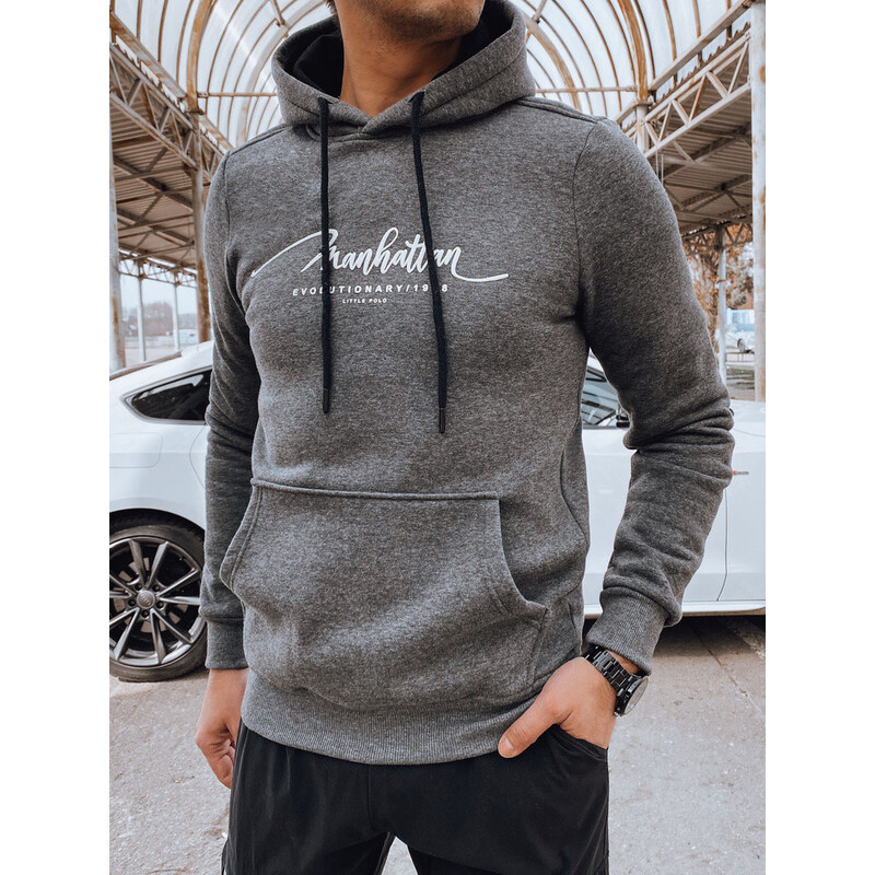 Pánska antracitová mikina FashionStreet BX5705 67682583