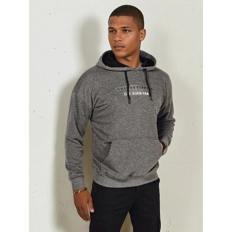 Pánska antracitová mikina s potlačou FashionStreet BX5723 67682591