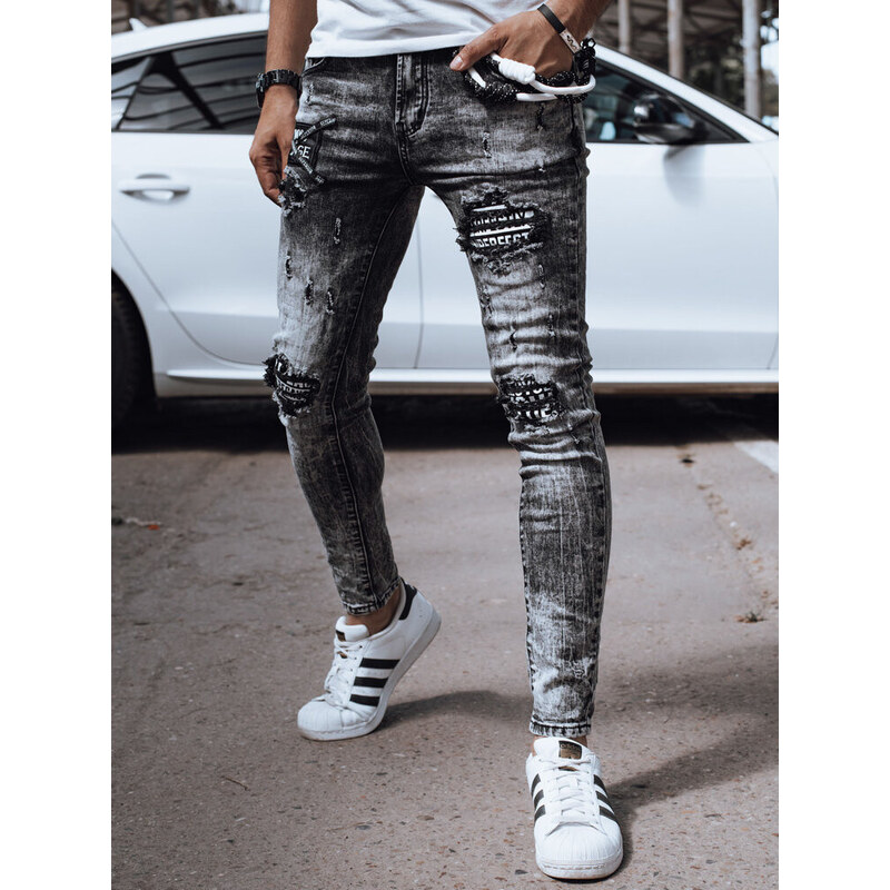 Pánske čierne džínsové nohavice FashionStreet UX4355 67682609