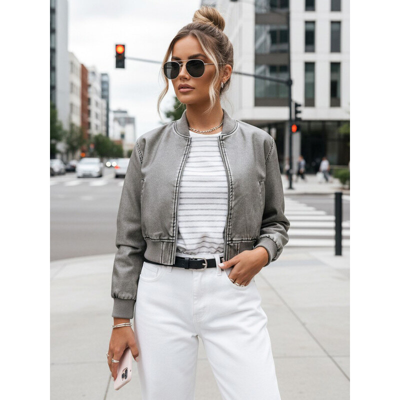 Dámska kožená bunda SANTOL sivá FashionStreet TY4340 67682616