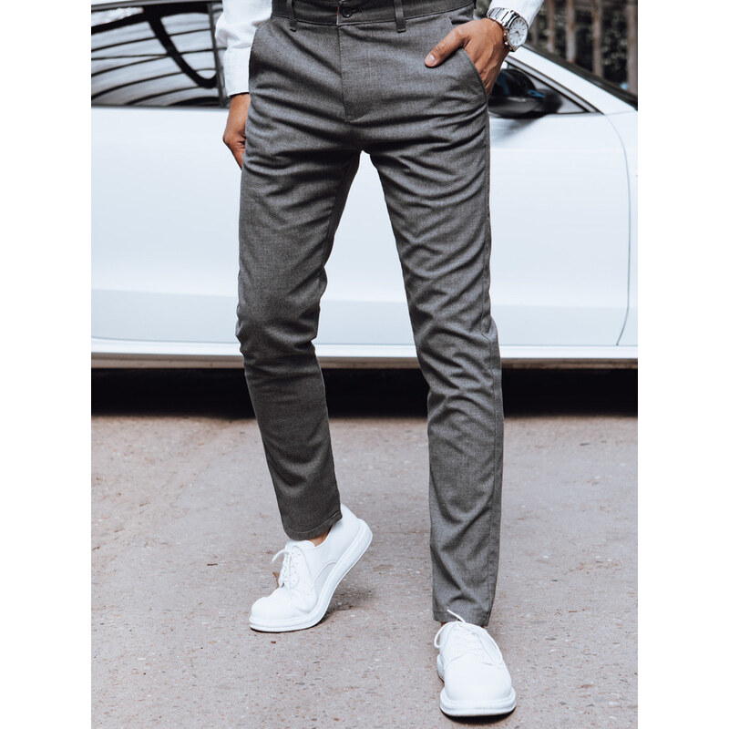 Pánske tmavosivé nohavice FashionStreet chinos UX4388 67682618