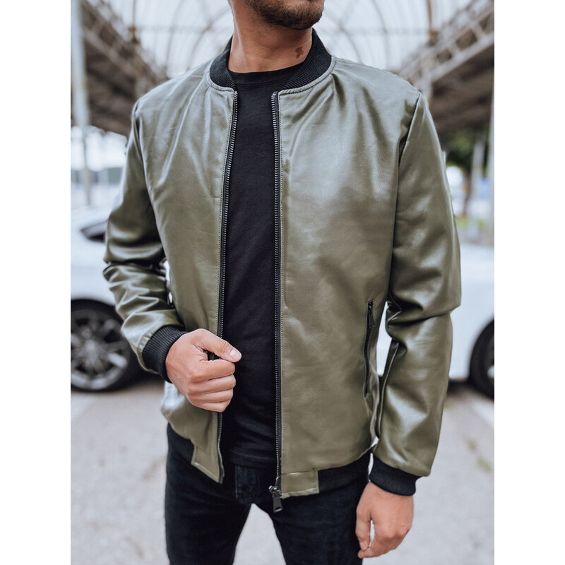 Pánska zelená kožená bunda FashionStreet TX4707 67682689