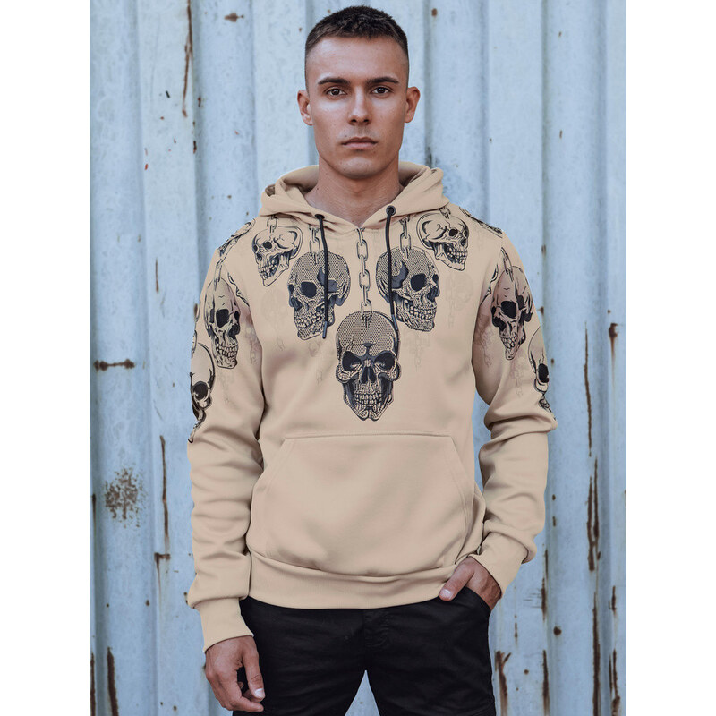 Pánska mikina s kapucňou béžová FashionStreet BX5842 67682754