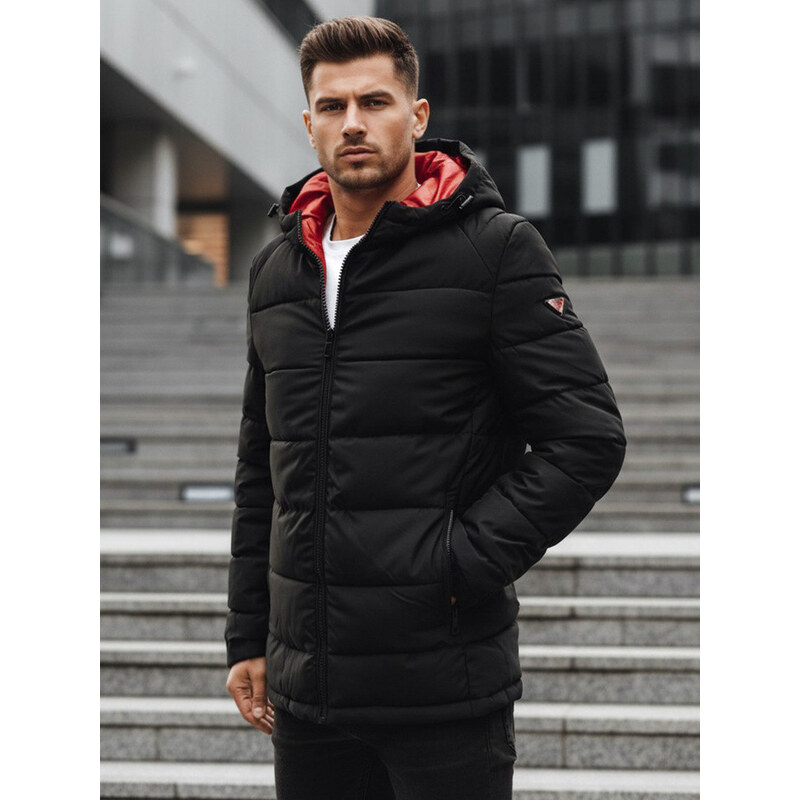 Pánska prešívaná zimná bunda s kapucňou čierna FashionStreet TX4894 67682772