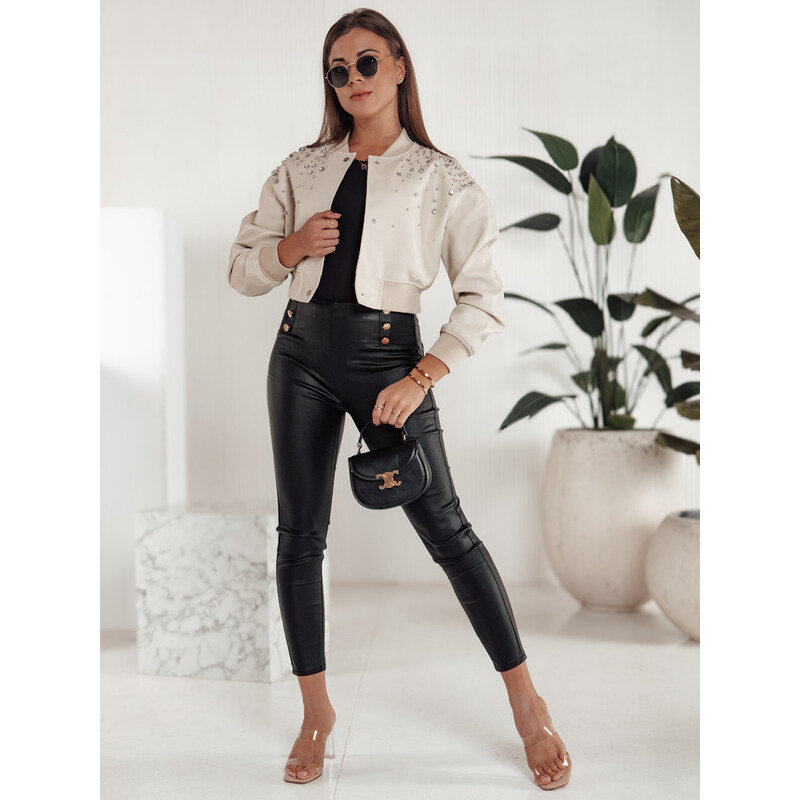 Dámske voskované nohavice SKINLOVE s vysokým pásom čierne 67682794