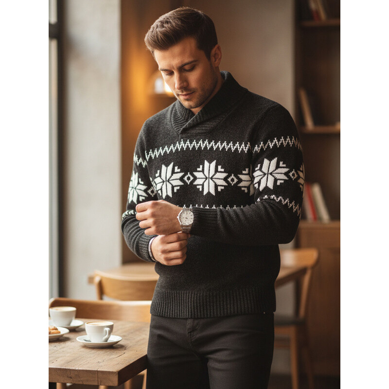 Pánsky čierny sveter FashionStreet WX2268 67682876