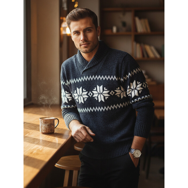 Pánsky tmavomodrý sveter FashionStreet WX2272 67682877