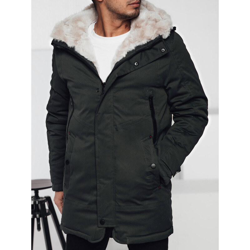 Pánska zimná bunda parka s kapucňou zelená FashionStreet TX4963 67682889