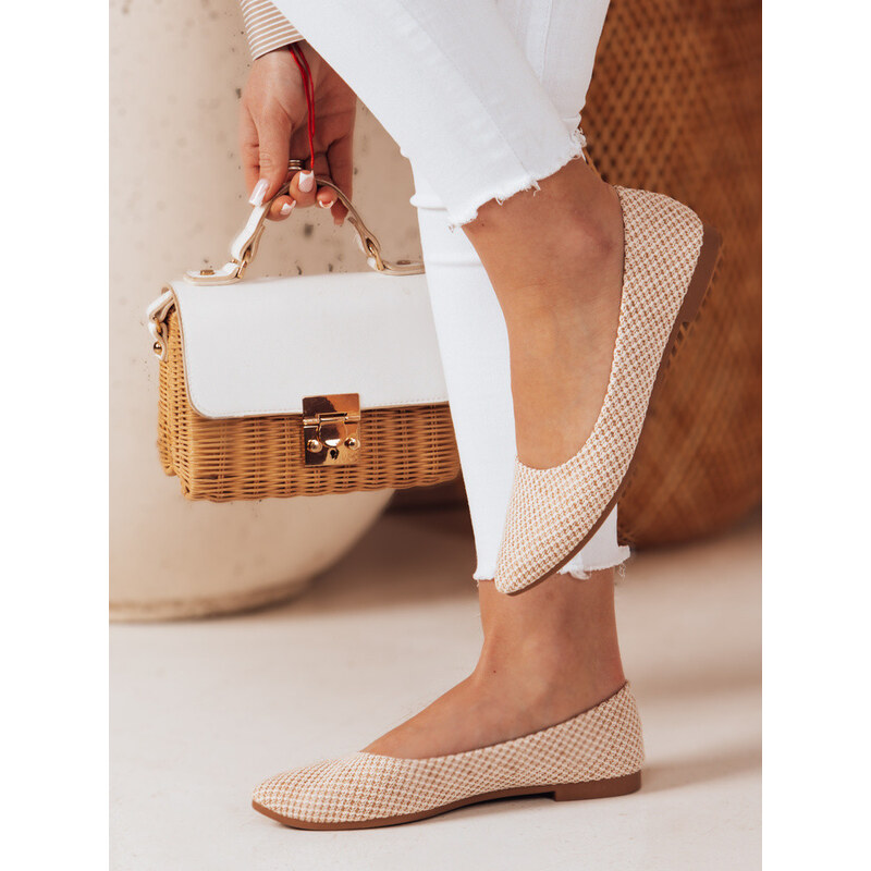 Dámske semišové baleríny s plochým podpätkom GLAMINO white 67683063