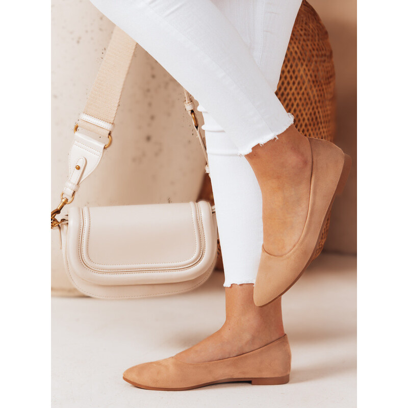 Dámske semišové baleríny s plochým podpätkom GLAMINO khaki 67683073