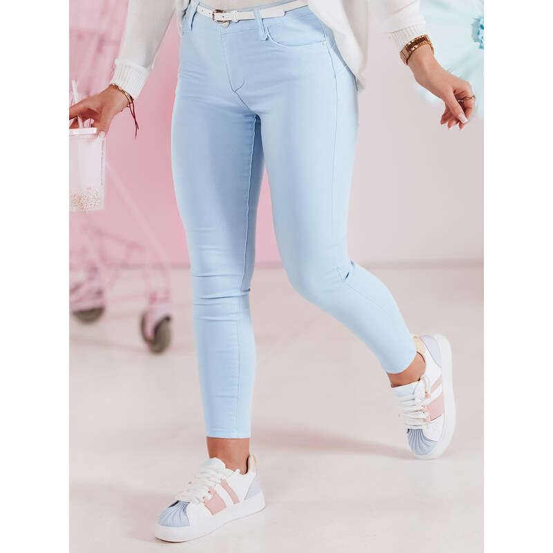 Dámske úzke nohavice s opaskom VIVASKIN modré FashionStreet UY2428 67683078