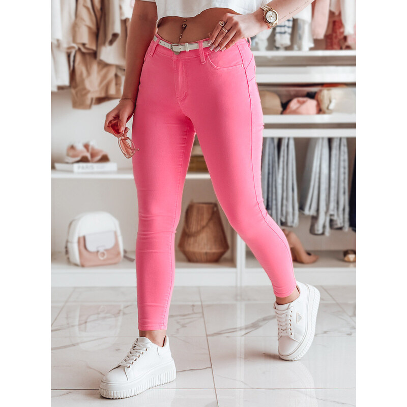 Dámske úzke nohavice s opaskom VIVASKIN ružové FashionStreet UY2469 67683137