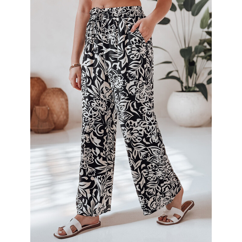 Dámske nohavice zo širokej tkaniny TROPICAL SUN black FashionStreet 67683259