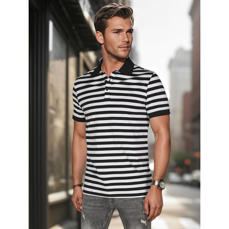 Pánska pruhovaná polokošeľa biela FashionStreet PX0642 67683310