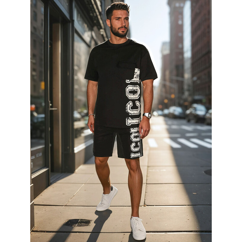 Pánsky čierny set s potlačou FashionStreet AX0802 67683369