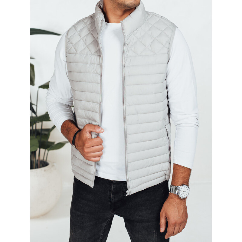 Pánska prešívaná vesta svetlo šedá FashionStreet TX5078 67683523