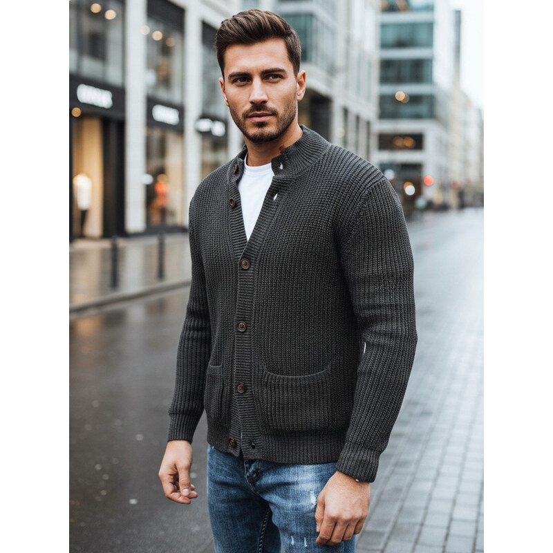 Pánsky tmavosivý sveter FashionStreet WX2345 67683771