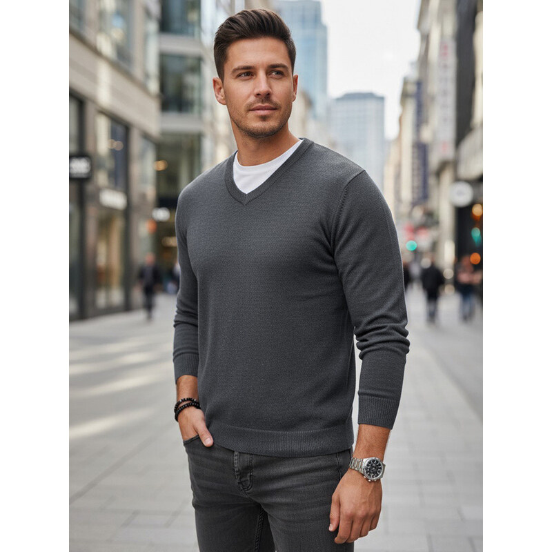 Svetlo šedý pánsky sveter s golierom FashionStreet WX2316 67683761