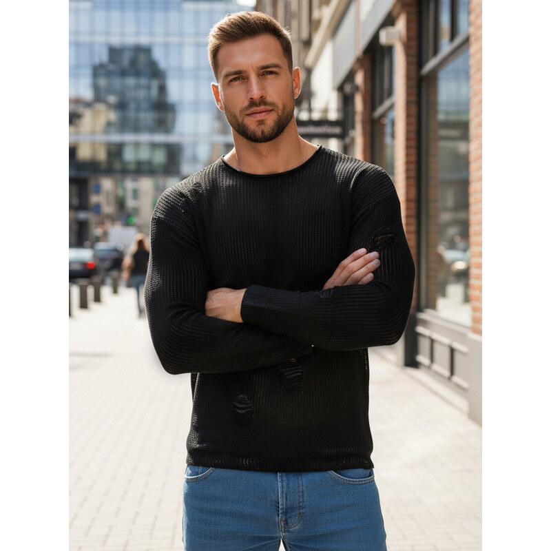 Pánsky čierny sveter FashionStreet WX2312z 67683898