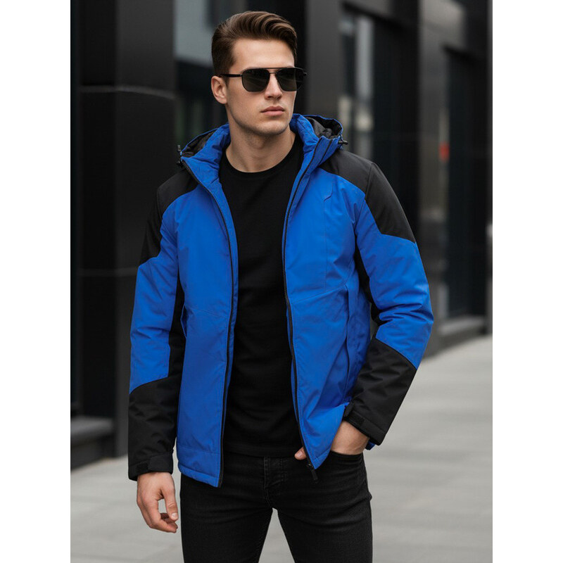 Pánska zimná bunda s kapucňou modrá FashionStreet TX5122 67683936