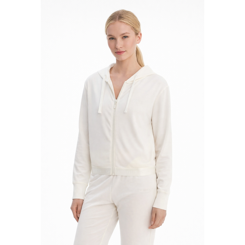 Guess junie full zip sweatshirt DOVE WHITE 67687403