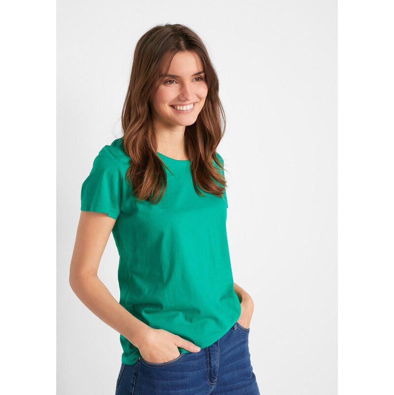 bonprix Tričko s okrúhlym výstrihom (5 ks), farba zelená 44732069