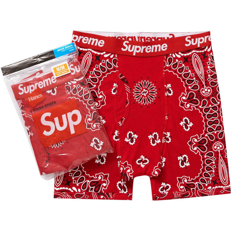 Supreme Hanes Bandana Boxer Briefs (2 Pack) Red 67341504