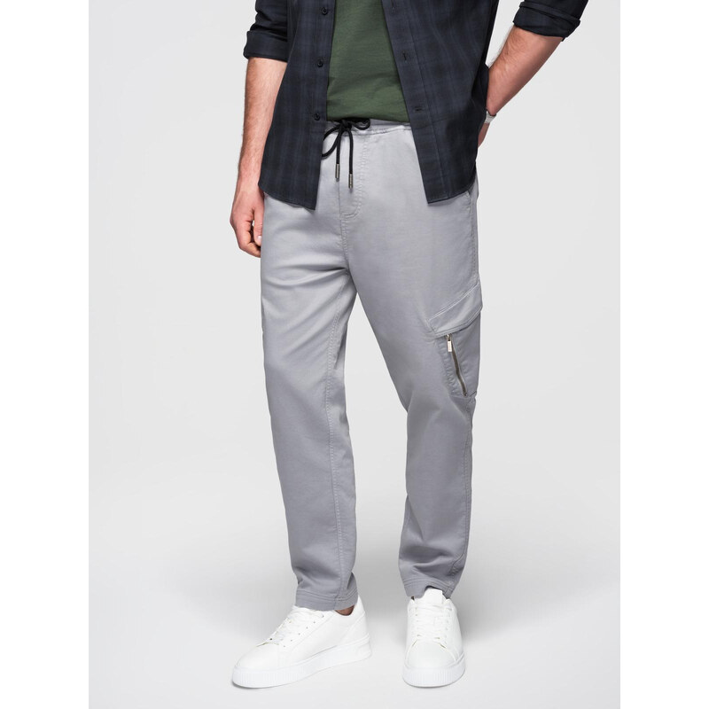 Ombre Mens knitted joggers with cargo pockets - light grey 64782863