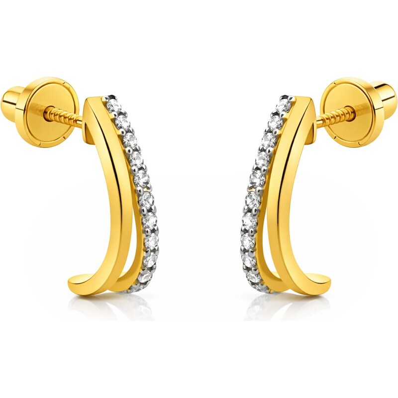 Brilio Nežné náušnice zo žltého zlata so zirkónmi 14/177.882/17ZIR 66579734