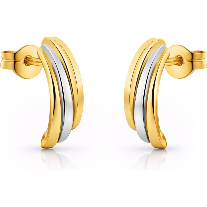 Brilio Elegantné bicolor náušnice zo zlata 14/166.942/3 66585093