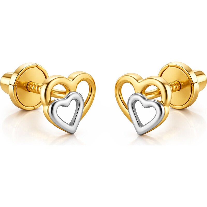 Brilio Romantické bicolor náušnice zo zlata Srdiečka 14/162.572/17 66592074