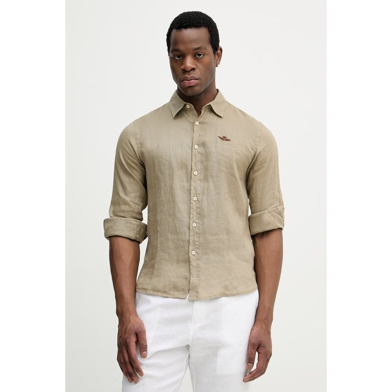 Ľanová košeľa Aeronautica Militare 67698685